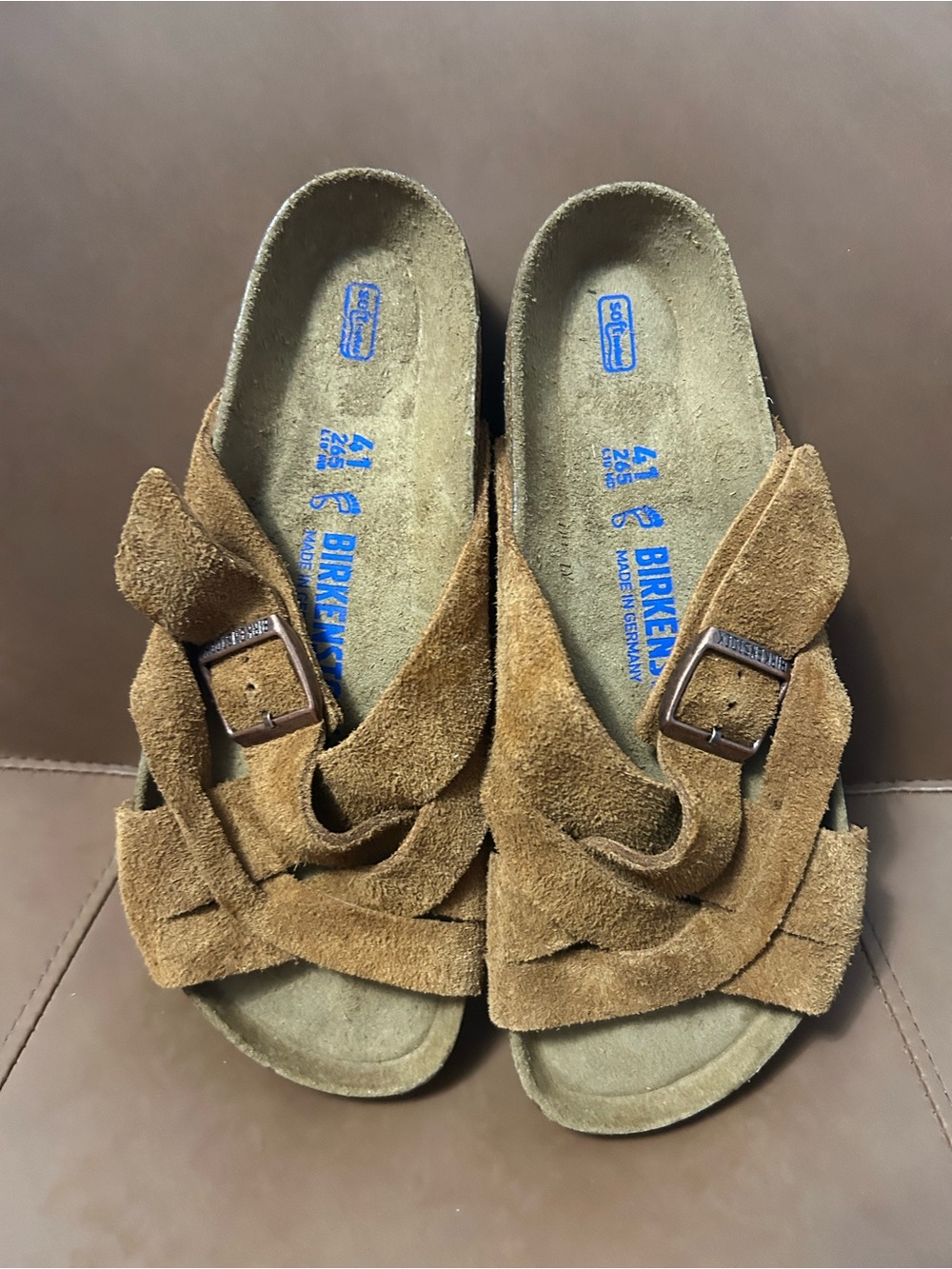 Birkenstock Kids Brown Suede Crisscross Buckle Sandals